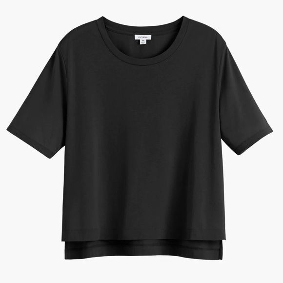 Cuyana Tops - Cuyana Pima Cropped Tee - Black